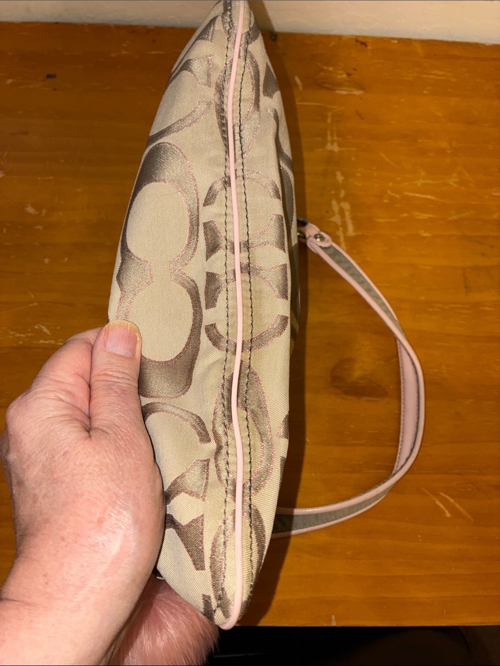 Coach Signature Canvas Shoulder Bag in Pink and Khaki - Picture 11 of 11